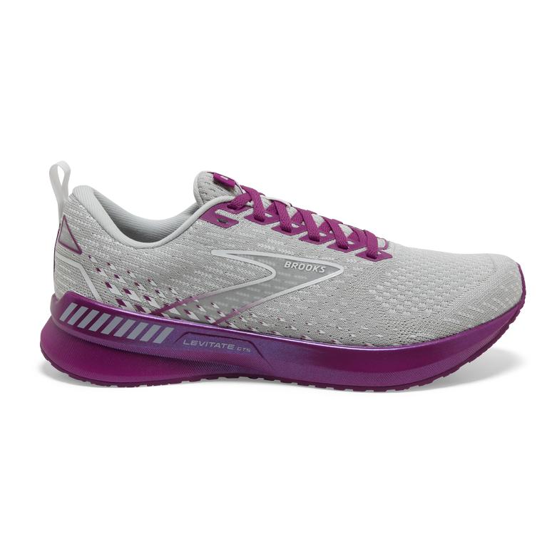 Brooks Levitate GTS 5 Springy Road Running Shoes - Women's - Grey/Lavender Purple/Baton Rouge (87051